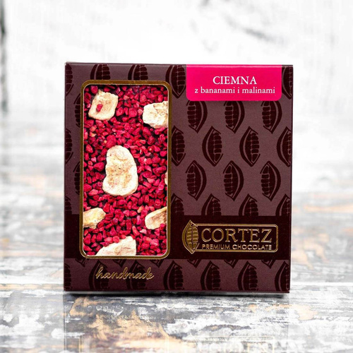 Czekolada ciemna z bananami i malinami Cortez 85 g