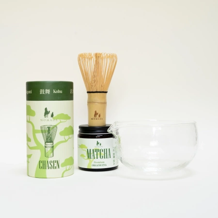 Matcha Premium, chasen i czarka szklana