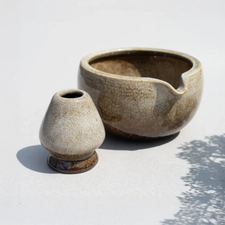 Matchawan i Naoshi w kolorze glazurowanym biało-brązowym