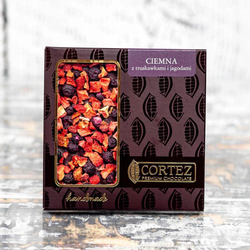 Czekolada ciemna z truskawkami i jagodami Cortez 85 g