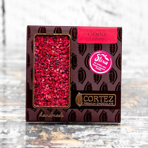 Czekolada ciemna z malinami i stewią Cortez 85 g