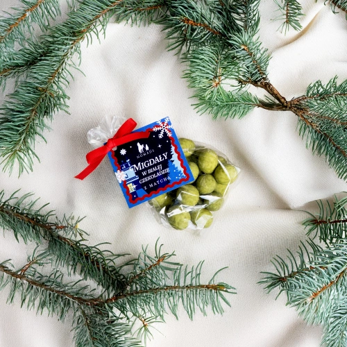 Migdały Świąteczne w białej czekoladzie z matchą Nomads