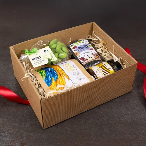 Zestaw prezentowy kawa, herbata, miód, migdały duży