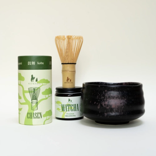 Matcha Premium, chasen i czarka czarno-fioletowa